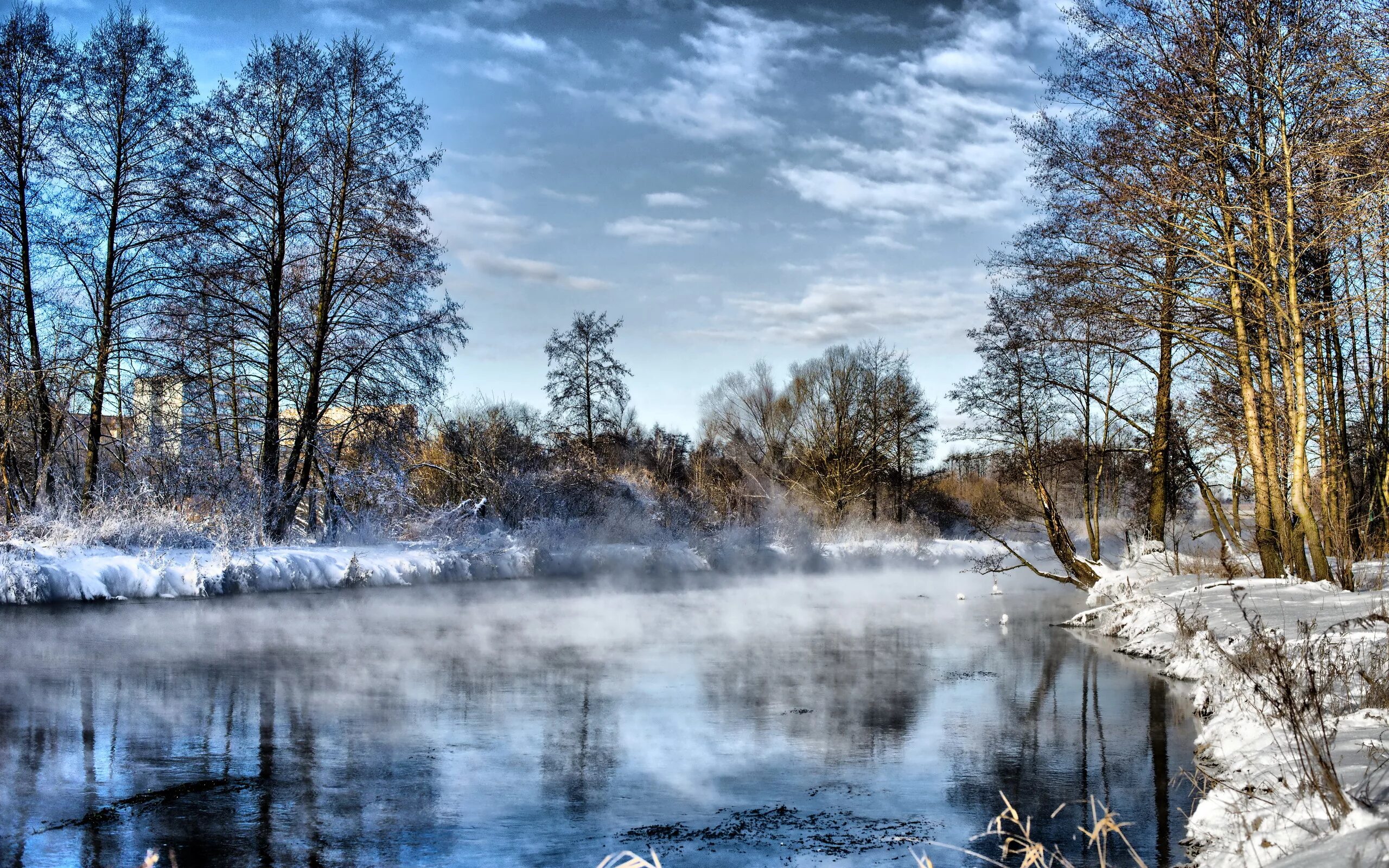 Заставка март природа. Река зимой. Весенний пейзаж.