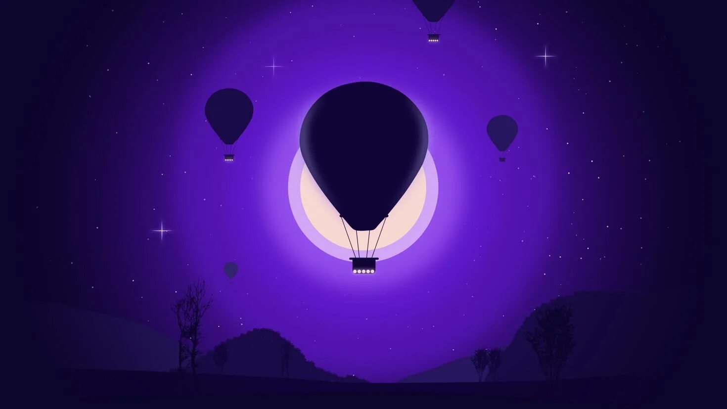 Луна воздушный шар. Фиолетовая Луна. Ночь Минимализм. Воздушный шар ночью. Луна Минимализм.
