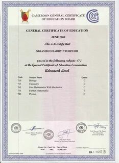 Grade certificate