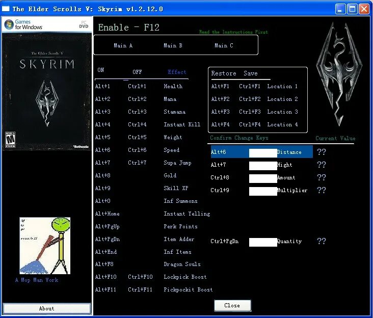 Skyrim трейнер. 8. коды скайрим для спешл эдишн. 32. трейнер для скайрим.