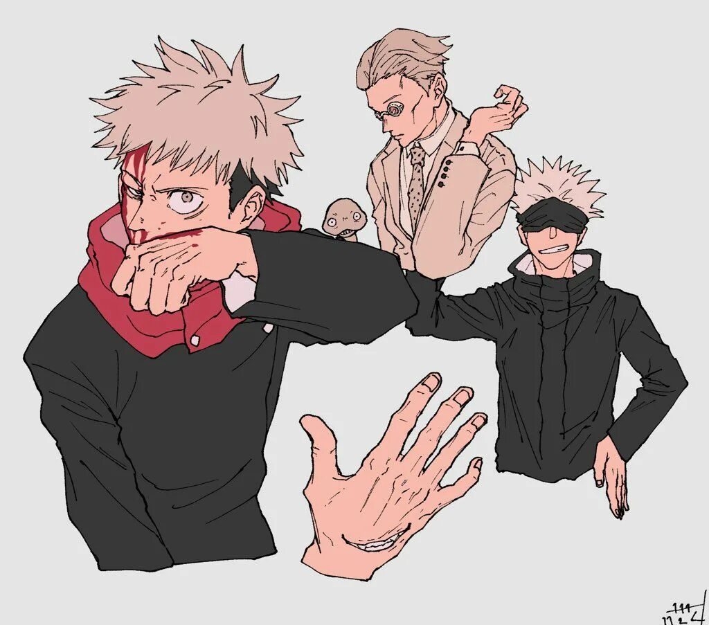 Магическая битва Jujutsu Kaisen. Jujutsu Kaisen Годжо. Нанами Кенто и Итадори.