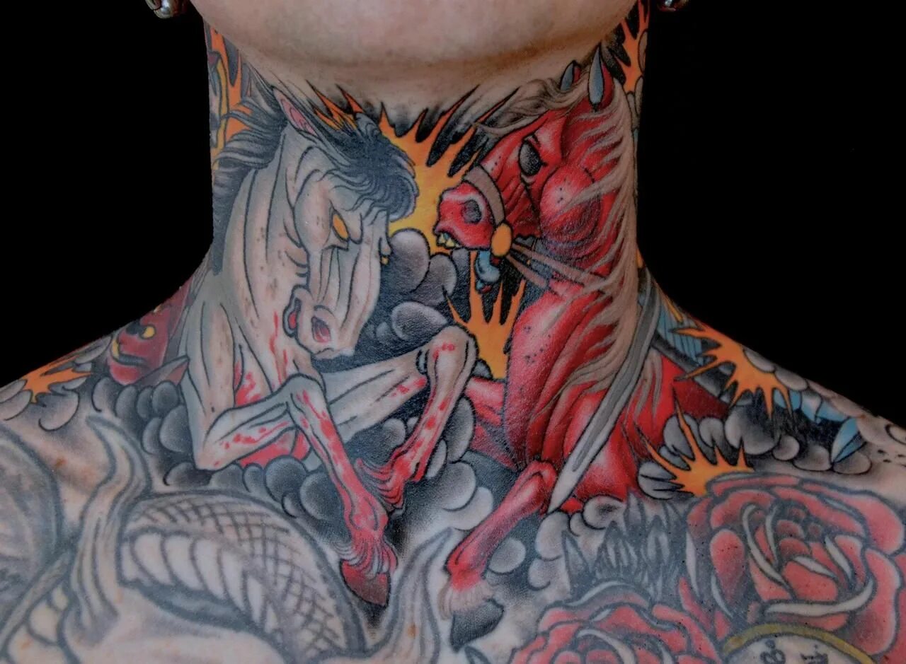 Японское тату на шее. Тату на шее. тату на всю шею мужские. японские тату на шее. тату на шее мужские цветные.