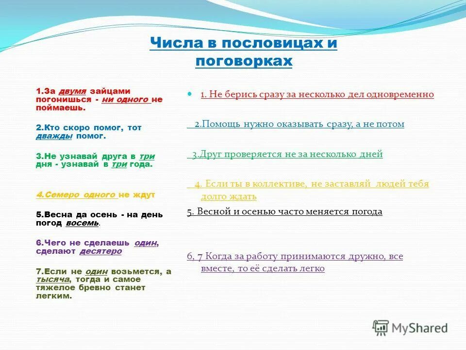 Пословица кто скоро помог тот дважды помог. Пословицы с числами. русские пословицы и поговорки с числительными. кто скоро помог пословица тот дважды.