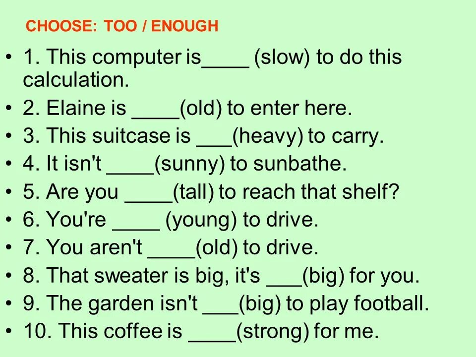Too enough упражнения. Enough упражнения. Enough упражнения английский. Употребление too и enough. Adjective enough