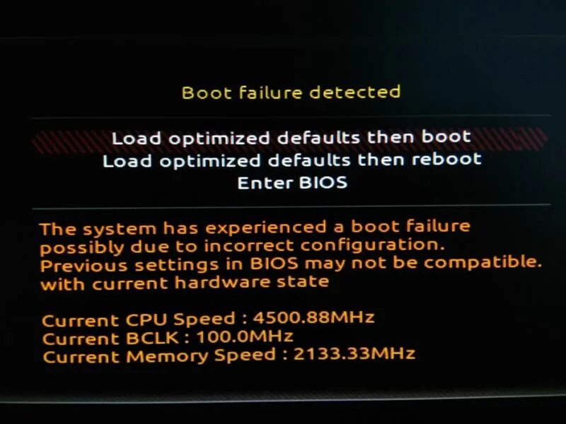 Boot failure detected при загрузке. The System has experienced a Boot failure possibly due to Incorrect configuration. Gigabyte BIOS load optimized defaults. Boot failure не могу зайти в биос. Incorrect configuration