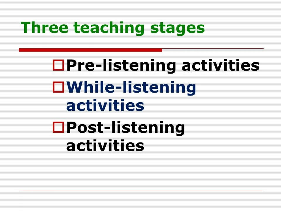 While i listened was listening. Pre listening activities. pre listening while listening post listening activities. stages of listening. pre ,while,post activity for listening.