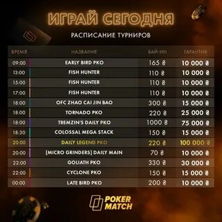 Расписание турниров