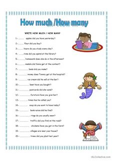 How much how many: English ESL worksheets pdf & doc.