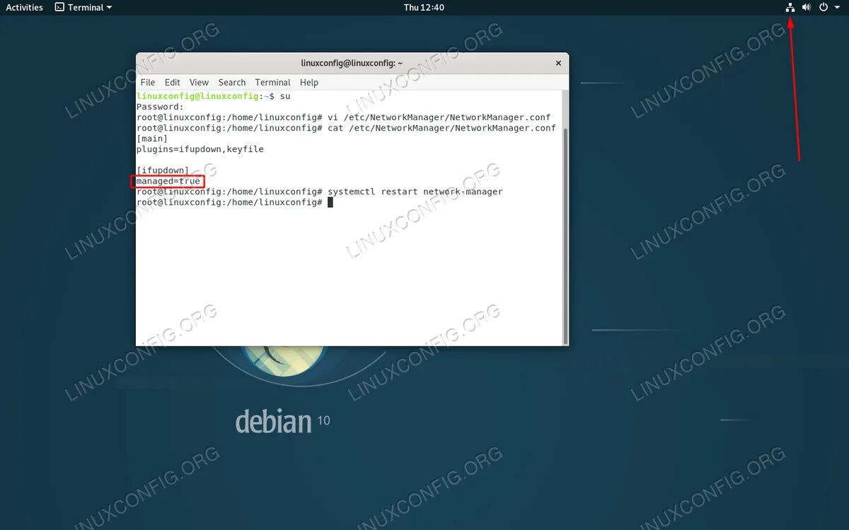 Debian restart network. Сеть debian. network-manager debian. debian электропитание. network manager conf linux.