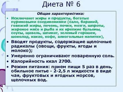 Стол 6 при подагре рецепты