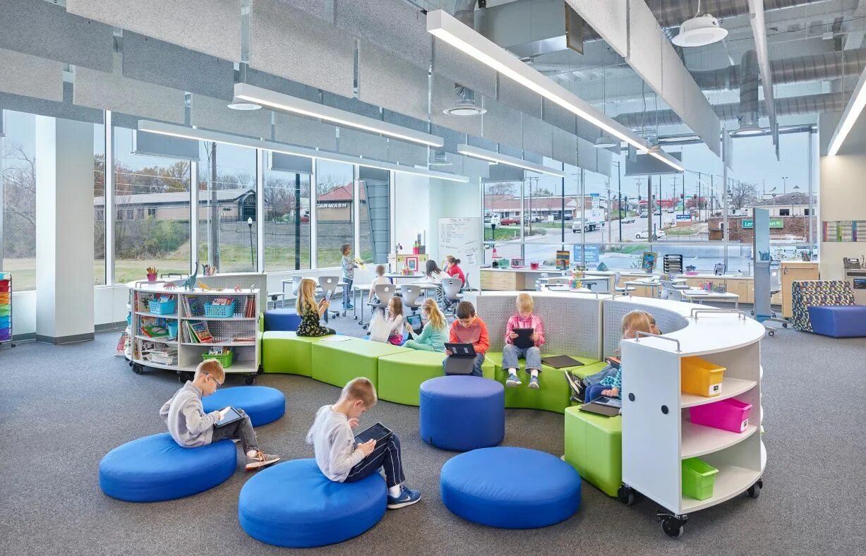 Kids library. Kids Library School. School environment. Learning environment from the perspective of a student.