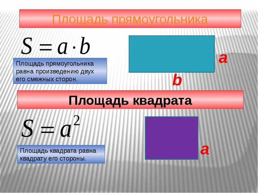 Площадь квадрата произведению двух его смежных сторон