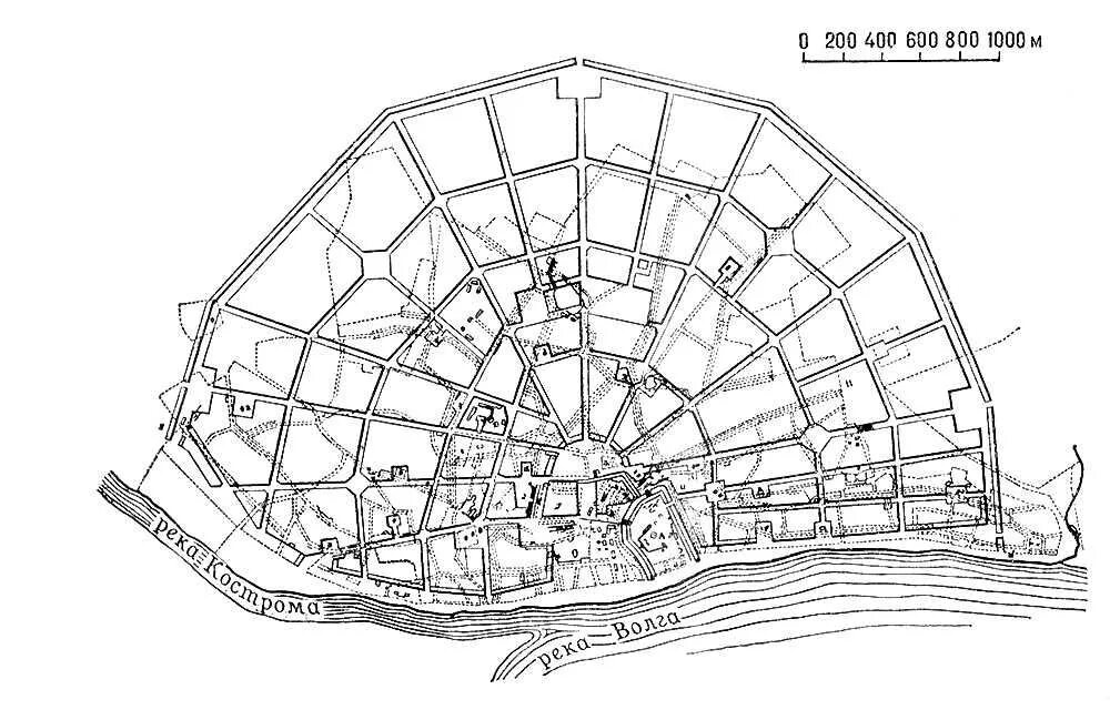 В каком городе улицы расположены веером. Радиально-лучевая планировка города Версаль. Лучевая (веерная) планировка города. Веерная планировка города Кострома. Лучевая планировка города Версаль.