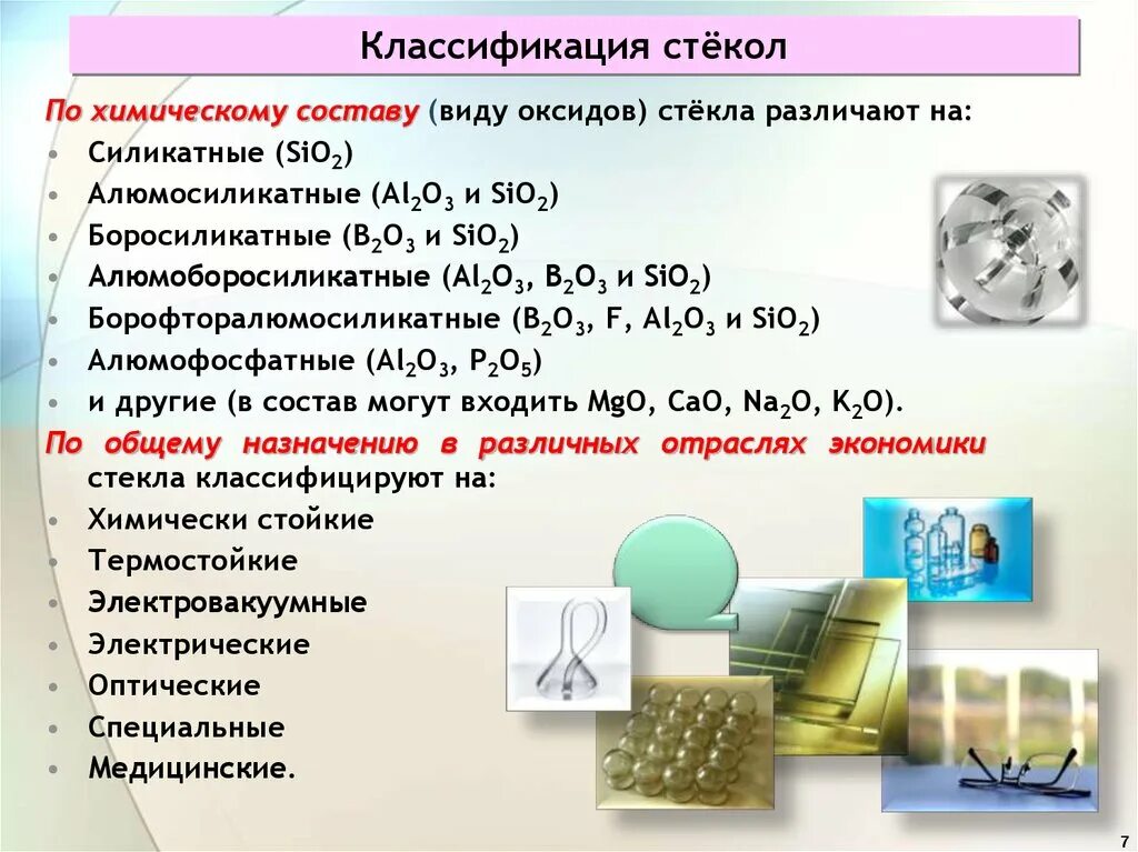 Классификация стекла химия 9 класс. Классификация стекол. Виды стекла по химическому составу. Виды стекла классификация.