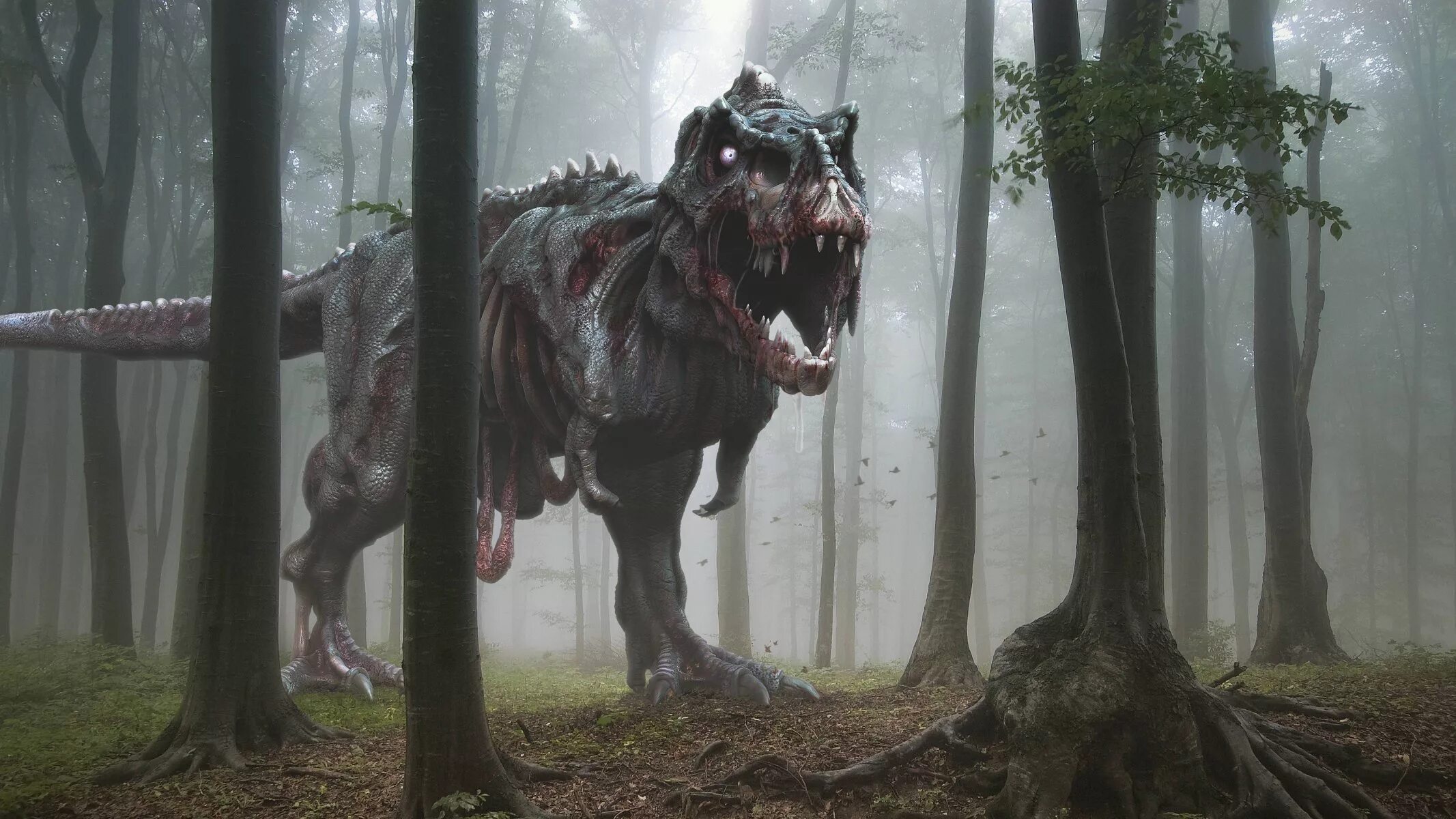 Тираннозавр зомби [Tyrannosaurus Zombie]. Тираннозавр рекс в лесу. Динозавры в колизее