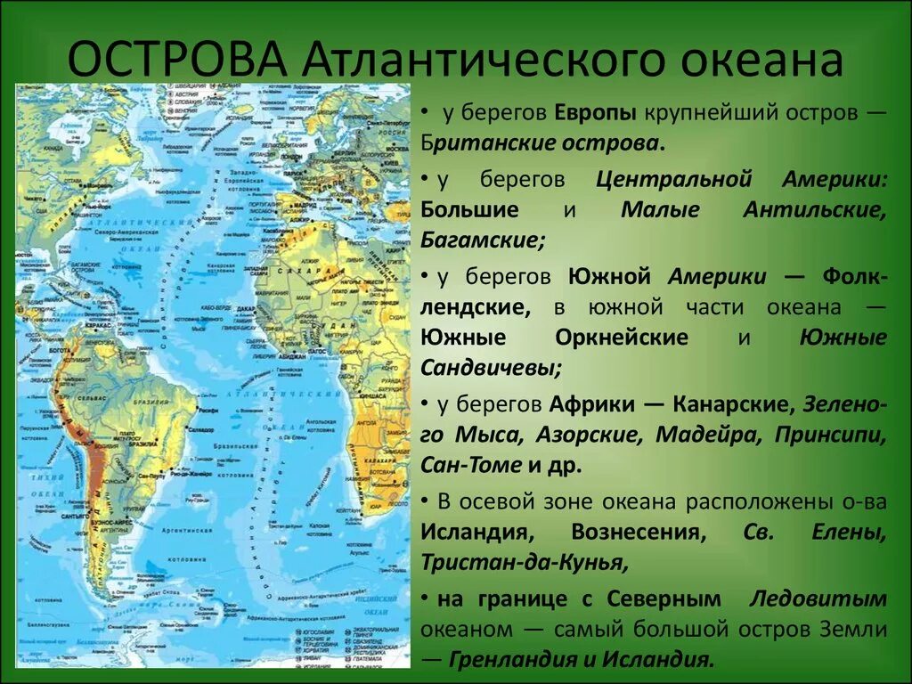 Изрезанность береговой линии материка евразия. Островные государства Атлантического океана на карте. Острова и полуострова Атлантического океана на карте. Острова Атлантического океана. Атлантический океан Острава.