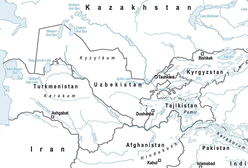 Река Амударья на контурной карте Евразии. Река Амударья на карте Евразии.