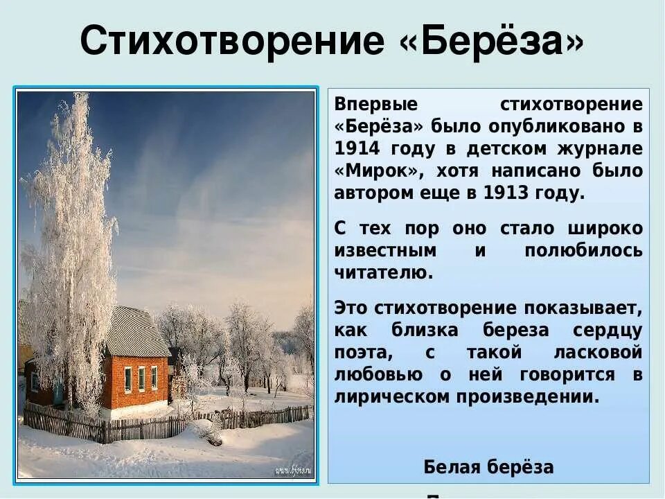 Стихотворения печальная береза