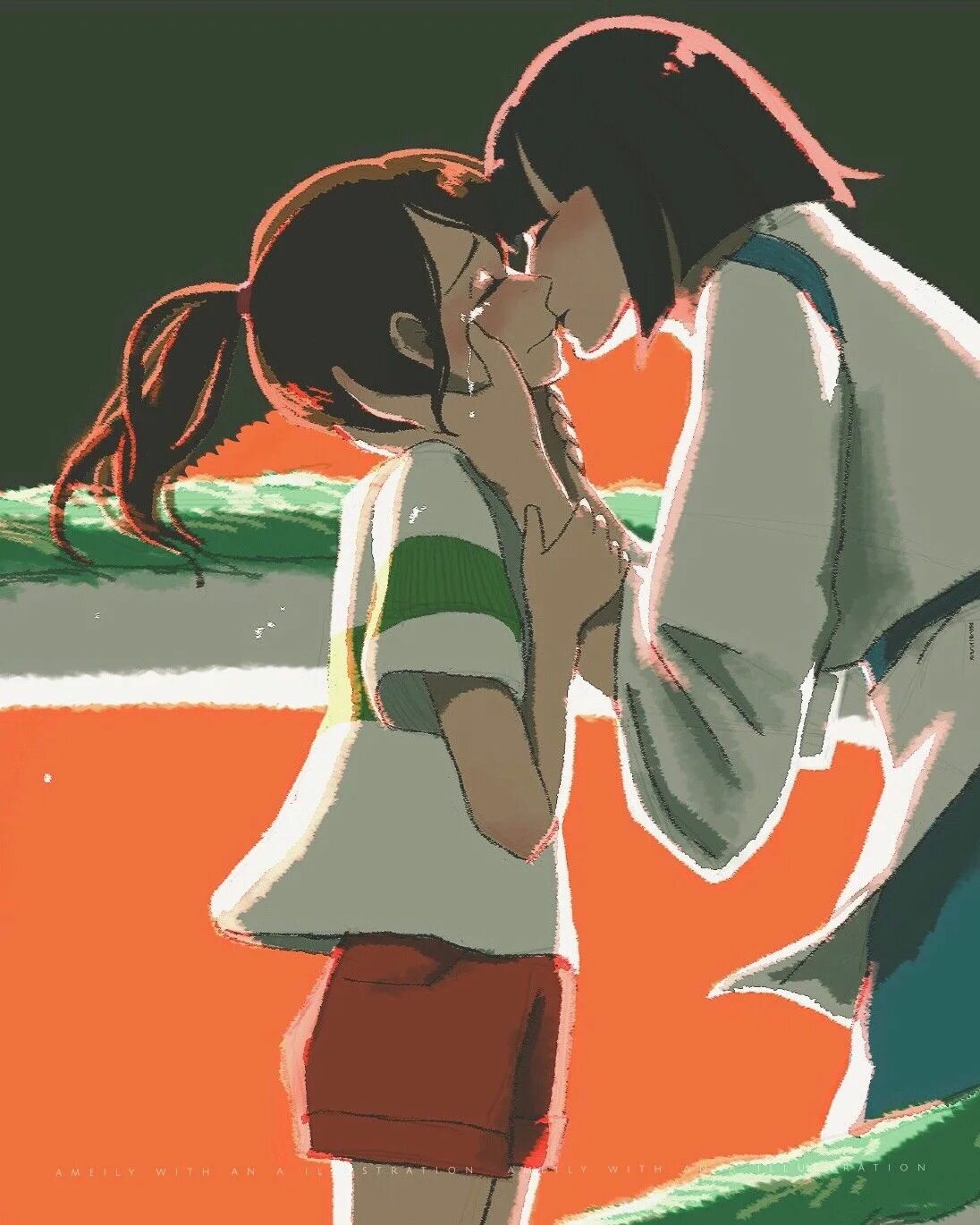 Chihiro x after hours. Хаку и тихиро поцелуй. haku x chihiro. унесённые призраками 2 спящий дракон.