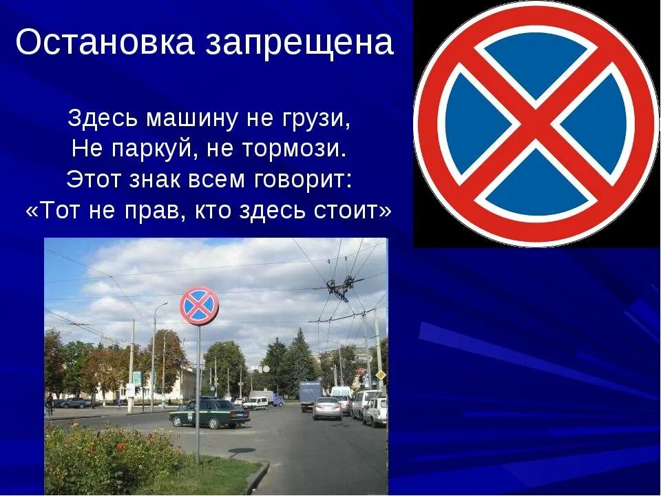 Остановка запрещена правила