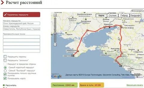 Новороссийск севастополь расстояние