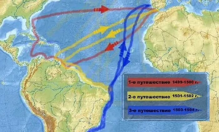 Экспедиция на запад америки. Америго Веспуччи карта путешествий. Маршрут экспедиции Америго Веспуччи. Карта путешествия Америго Веспуччи в Америку. Америго Веспуччи путешествие в Америку.