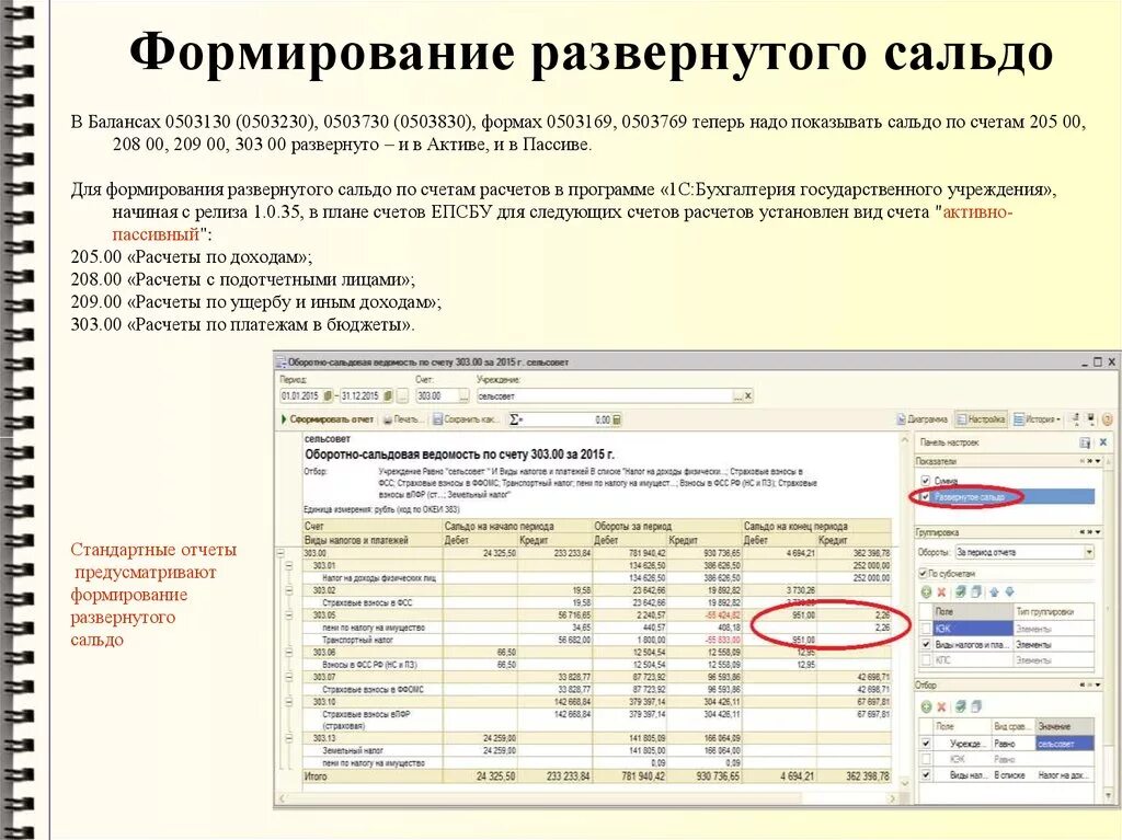 Развернутое сальдо баланса