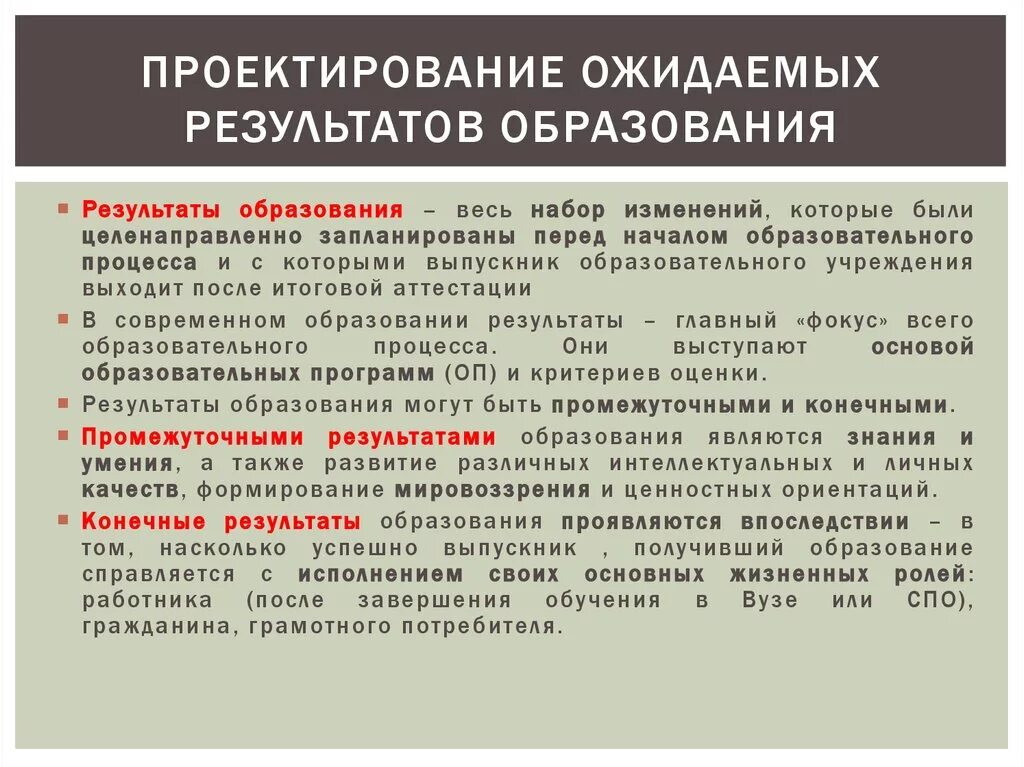 Проектирование образовательных результатов. Проектируемые Результаты обучения. Результат проектирования. Проектирование учебного процесса.