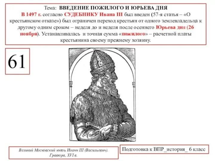 Решение впр по истории 5 класс 2024. Введение пожилого и Юрьева. Введение Юрьева дня. Исторические личности Введение Юрьева дня. Юрьева дня и пожилого.