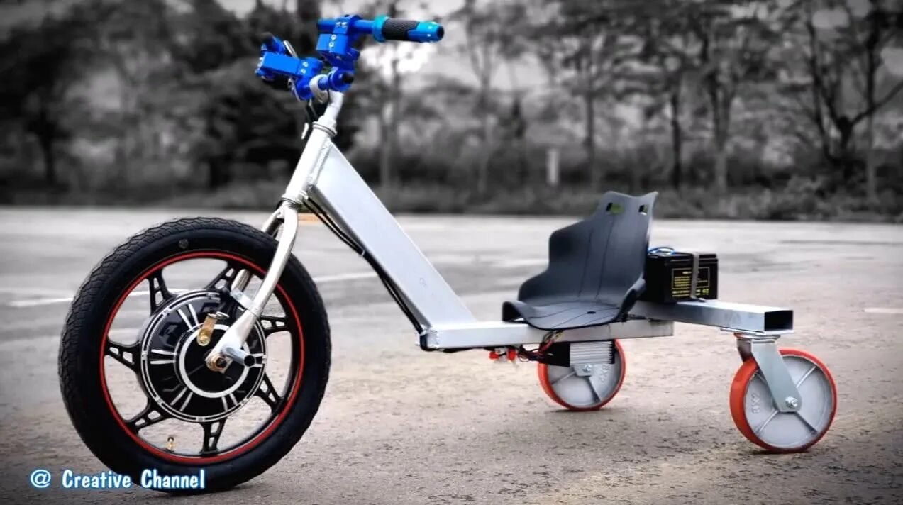 V bike. Электробайк для дрифта. Мини дрифт трайк с мотором. Самодельный дрифт байк. Необычные электробайки своими руками.