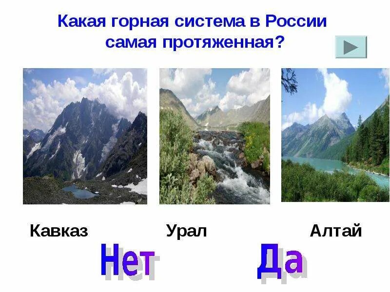 Сравнительное описание двух горных систем россии алтай. Таблица Уральские горы Алтай и Кавказ. Горные системы. Самая протяженная Горная система в России. Горы России Алтай Кавказ Урал.