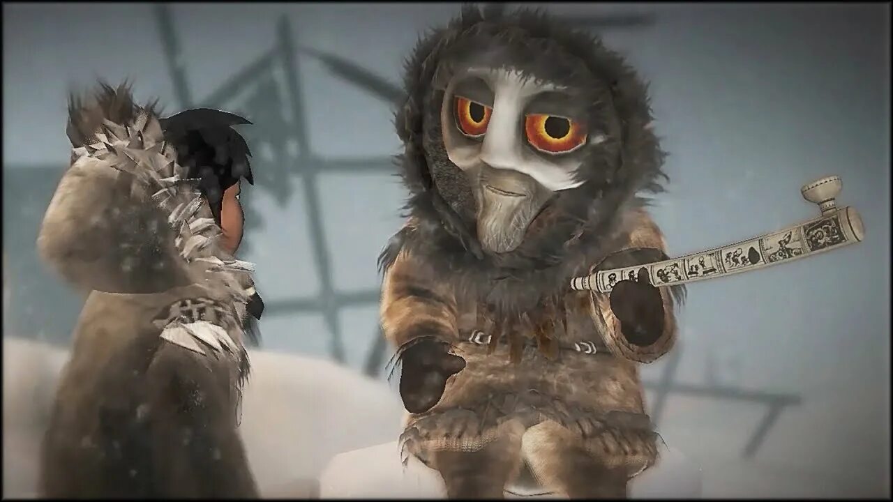 Невер би алон. Never Alone человек Сова. Never Alone злодей.