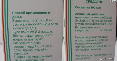 Хофитол сироп инструкция по применению