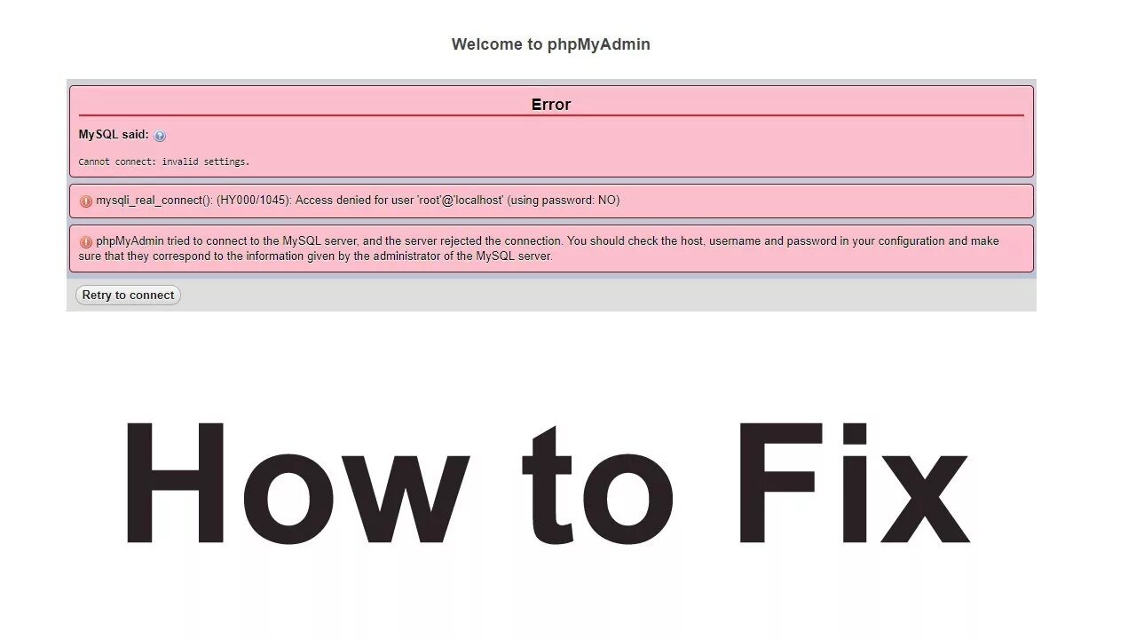 Access denied for user root localhost using password: no ошибка. Mysqli::real_connect(): (hy000/1045): access denied for user 'root'@'localhost' (using password: no). Ошибка подключения MYSQL: access denied for user ''@'localhost' (using password: no). Phpadminer. 1045 access denied for user root