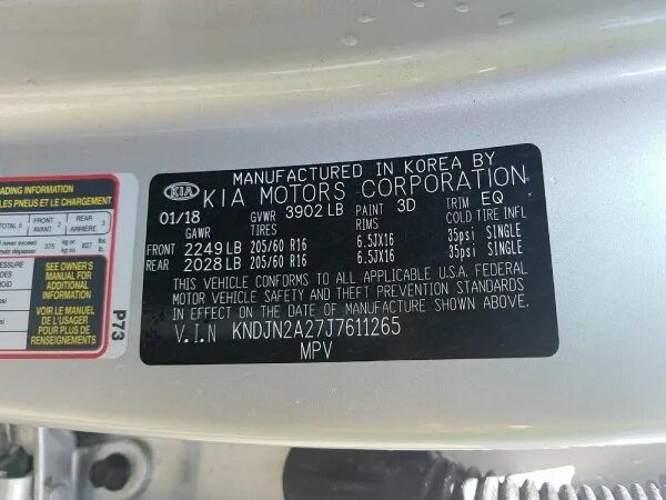 Код краски рио 3. 1.4 киа rio vin. kia sportage 2002 табличка vin. kia rio 3 vin номер. табличка вин кия рио 2.