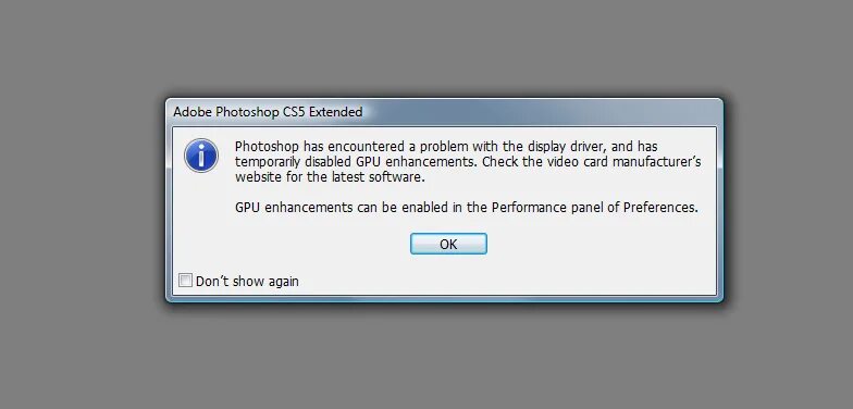 Ошибка GPU. Photoshop has encountered an Error and needs to close.