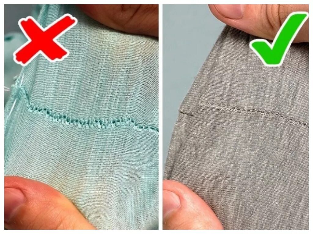 Дефекты одежды. Бракованные вещи. Некачественная ткань. Как определить качество вещей. Плохие швы на одежде.