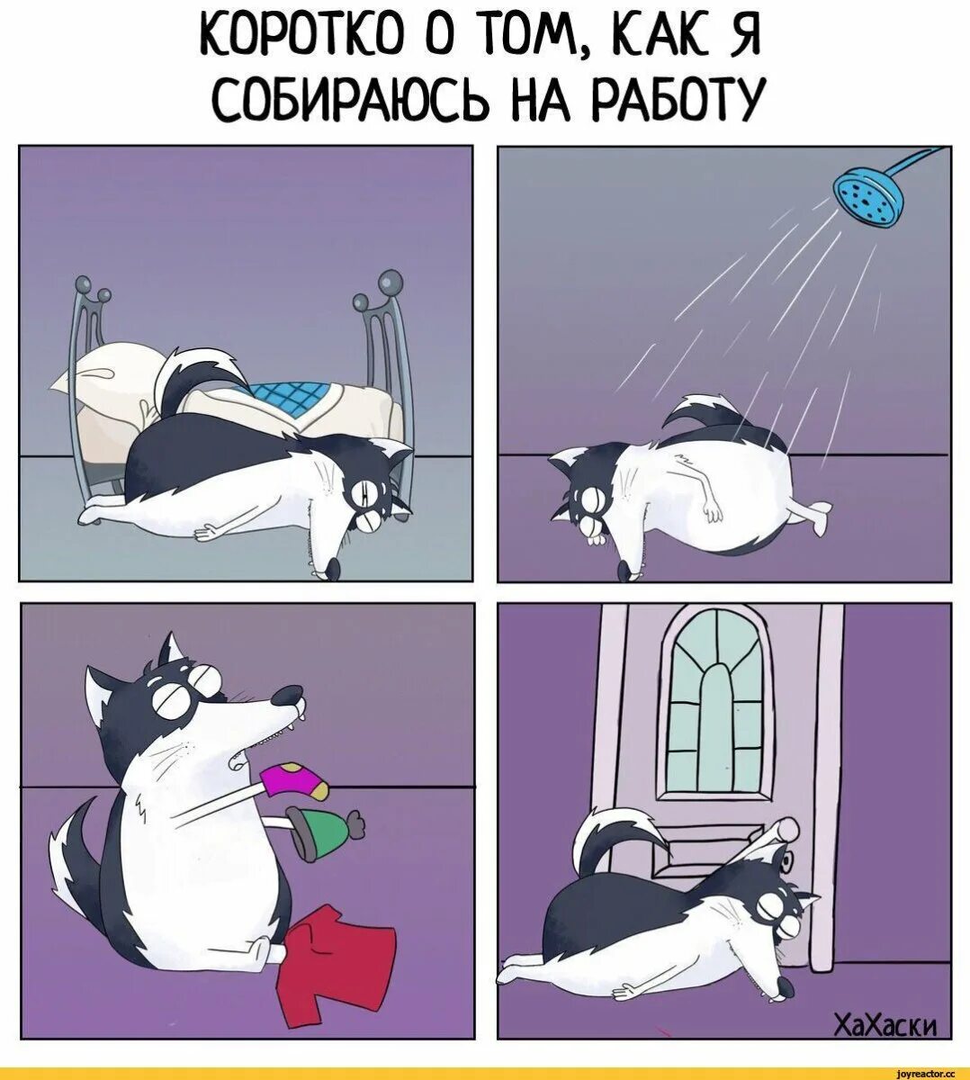 Мемы про утро. Хахаски утро. Хаски комикс. Собираюсь на работу. Юмористические комиксы.