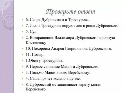 Озаглавить каждую главу дубровского