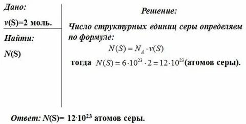 Масса 1 моль серы