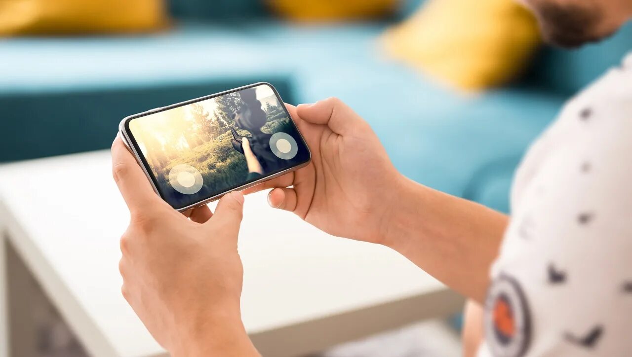 Playing mobile. Playing mobile