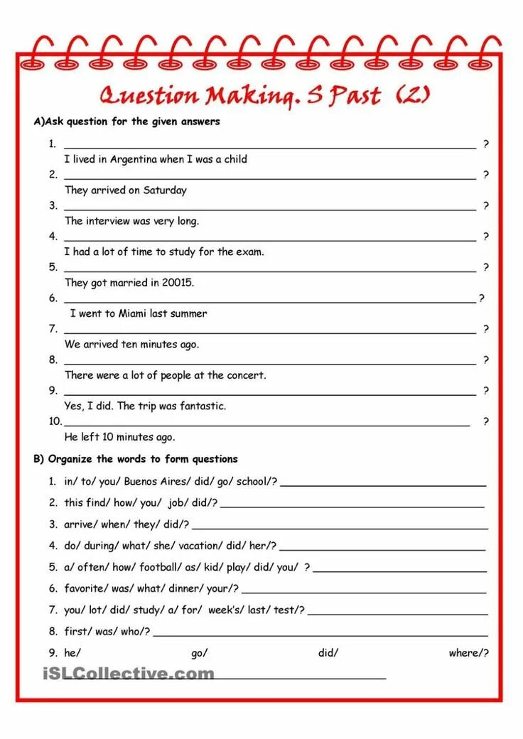 Make up questions exercise