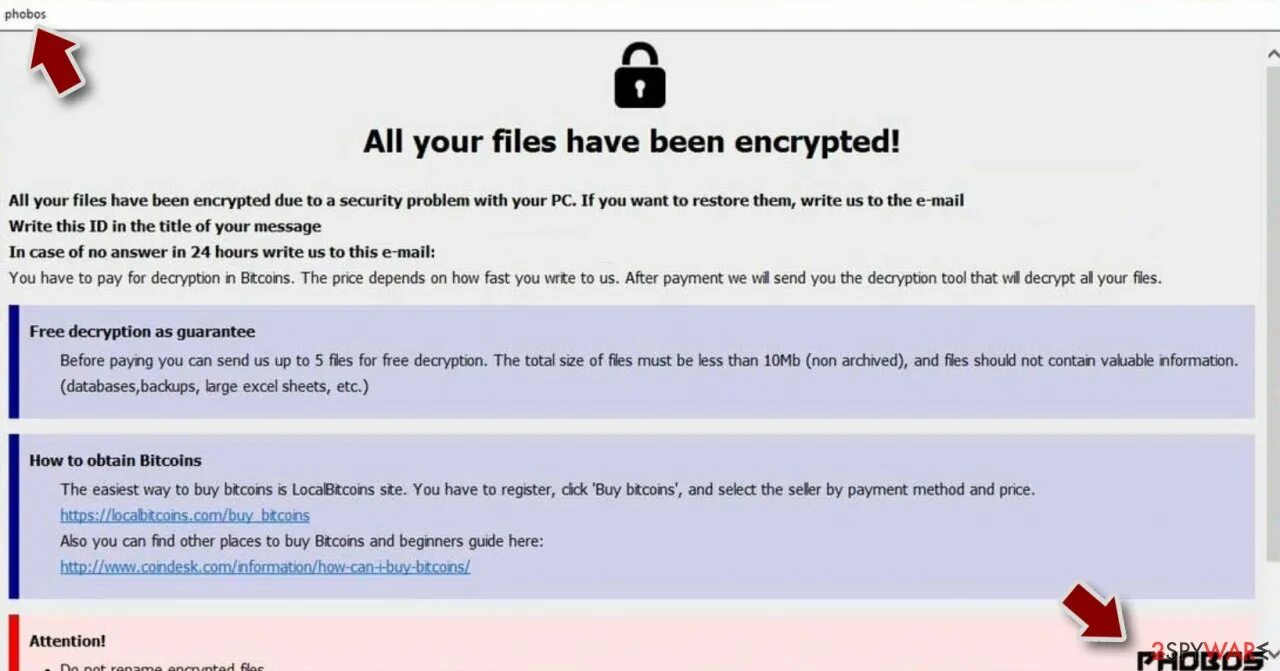 All your files have been encrypted. Phobos ransomware. fnaf ransomware virus. photos of decryption. no encrypted information что делать.