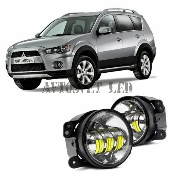 Противотуманные фары mitsubishi outlander. Mitsubishi Outlander XL диодные противотуманные фары. Противотуманные фары Mitsubishi Outlander XL. Фара противотуманная светодиодная Outlander XL. Led ПТФ Mitsubishi Outlander XL 2010.