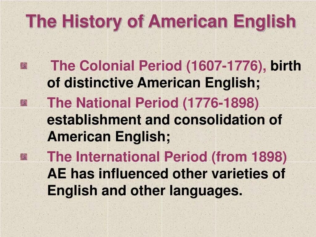 American English Development History. History of American English pronunciation. Periods of English language. Historical Americanisms.