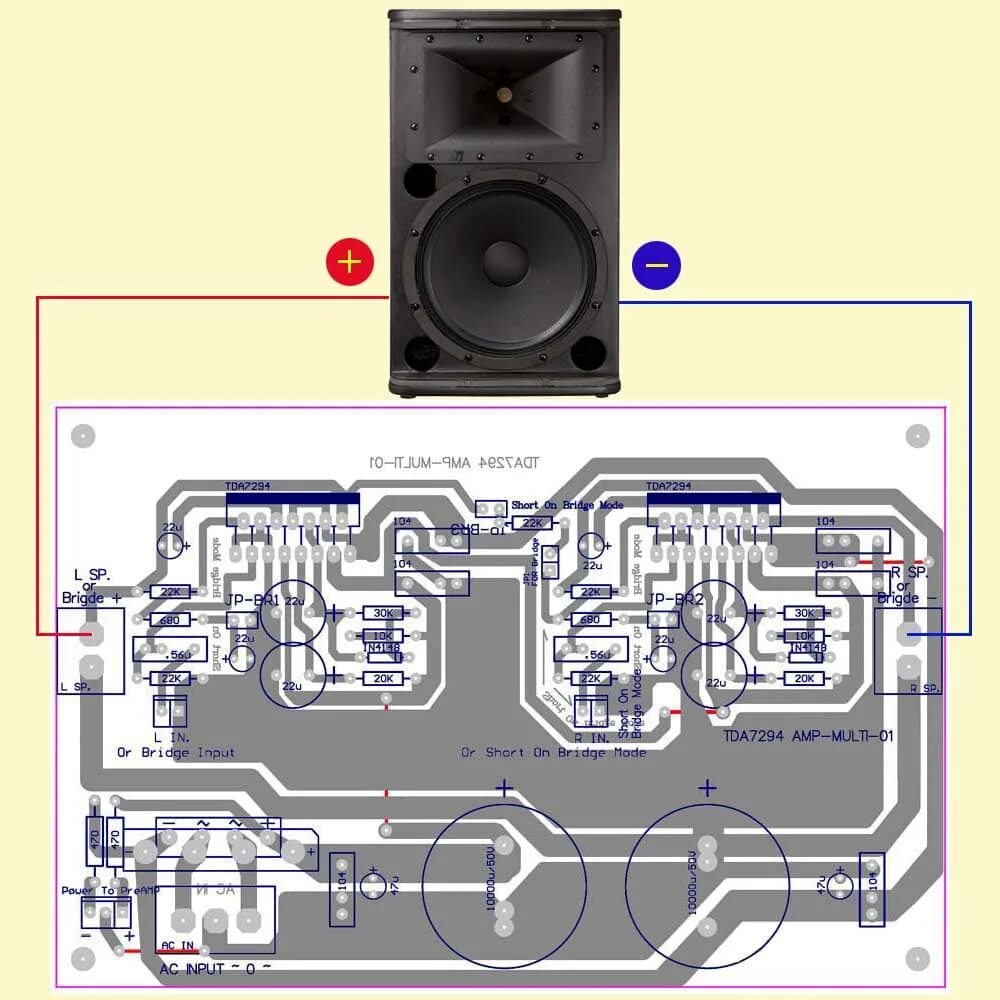 Bridge TDA 7294 Power Amplifier Subwoofer amplifier, Power amplifiers, Amplifier