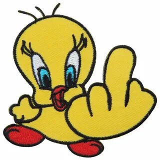 Tweety Bird Yellow Middle Finger Fck Cartoon Biker Tattoo Iron On Patches #...