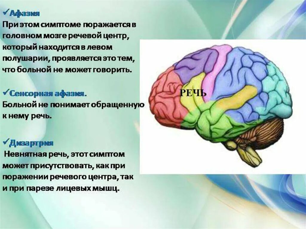 Нарушение коры полушарий. Зона Брока афазия. Речевые зоны головного мозга. Центр речи в мозге. Речевой центр в головном мозге.