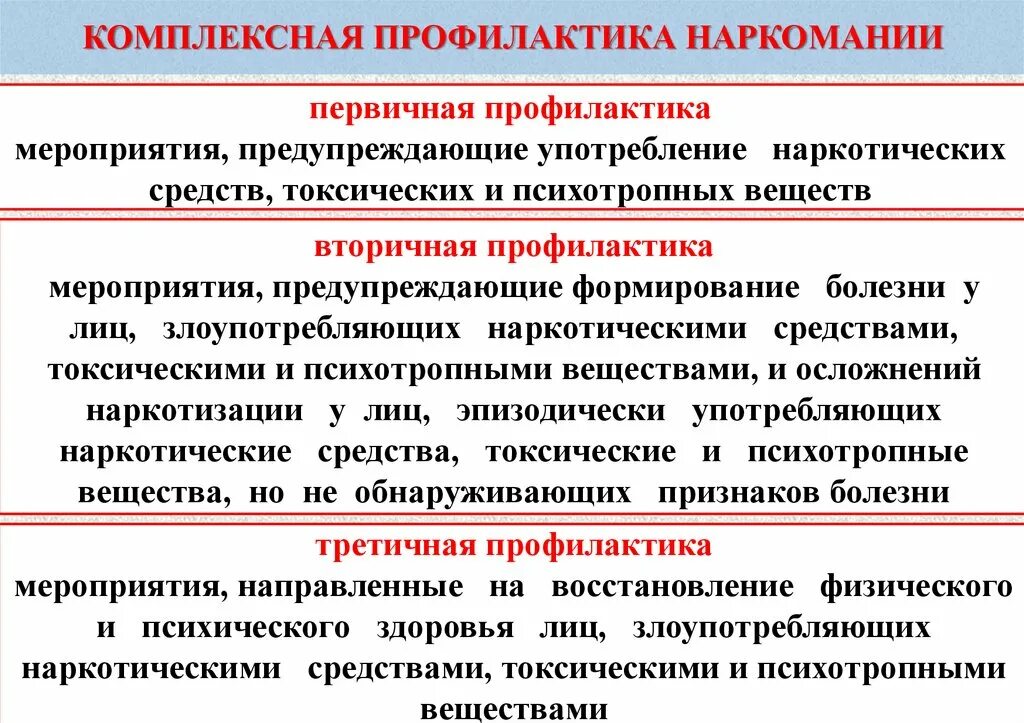 Мероприятия адресного характера по профилактике наркомании