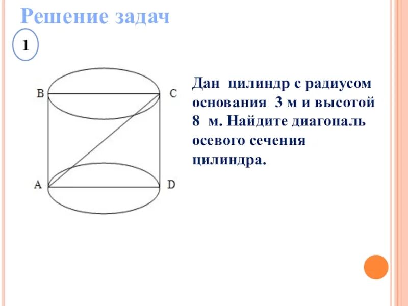 Высота 8. Диагональ осевого сечения. Диагональ осевого сечения цилиндра. Найдите диагональ осевого сечения цилиндра. Как найти диагональ осевого сечения цилиндра.